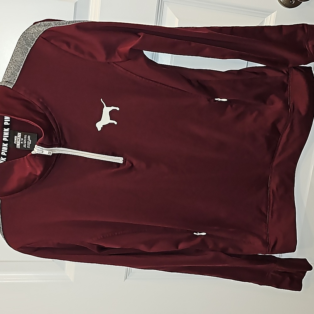 VS PINK Ultimate Quarter Zip Burgundy (M) Pullover